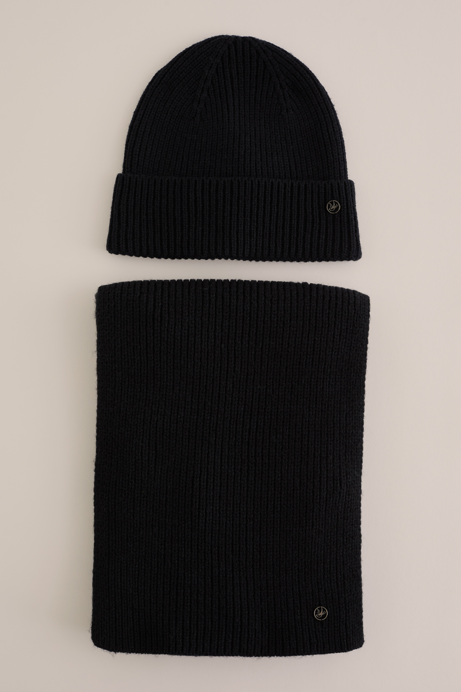 set van beanie en sjaal WE Fashion Zwart