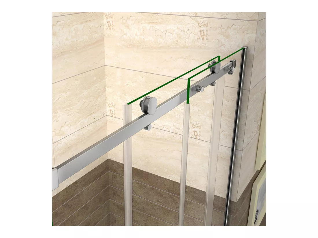 Porte de douche coulissante 120cm Hauteur 195cm en verre 8mm securit anticalcaire, porte de douche installée en niche