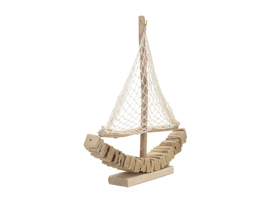 Bateau en bois marron 45x7x45 cm