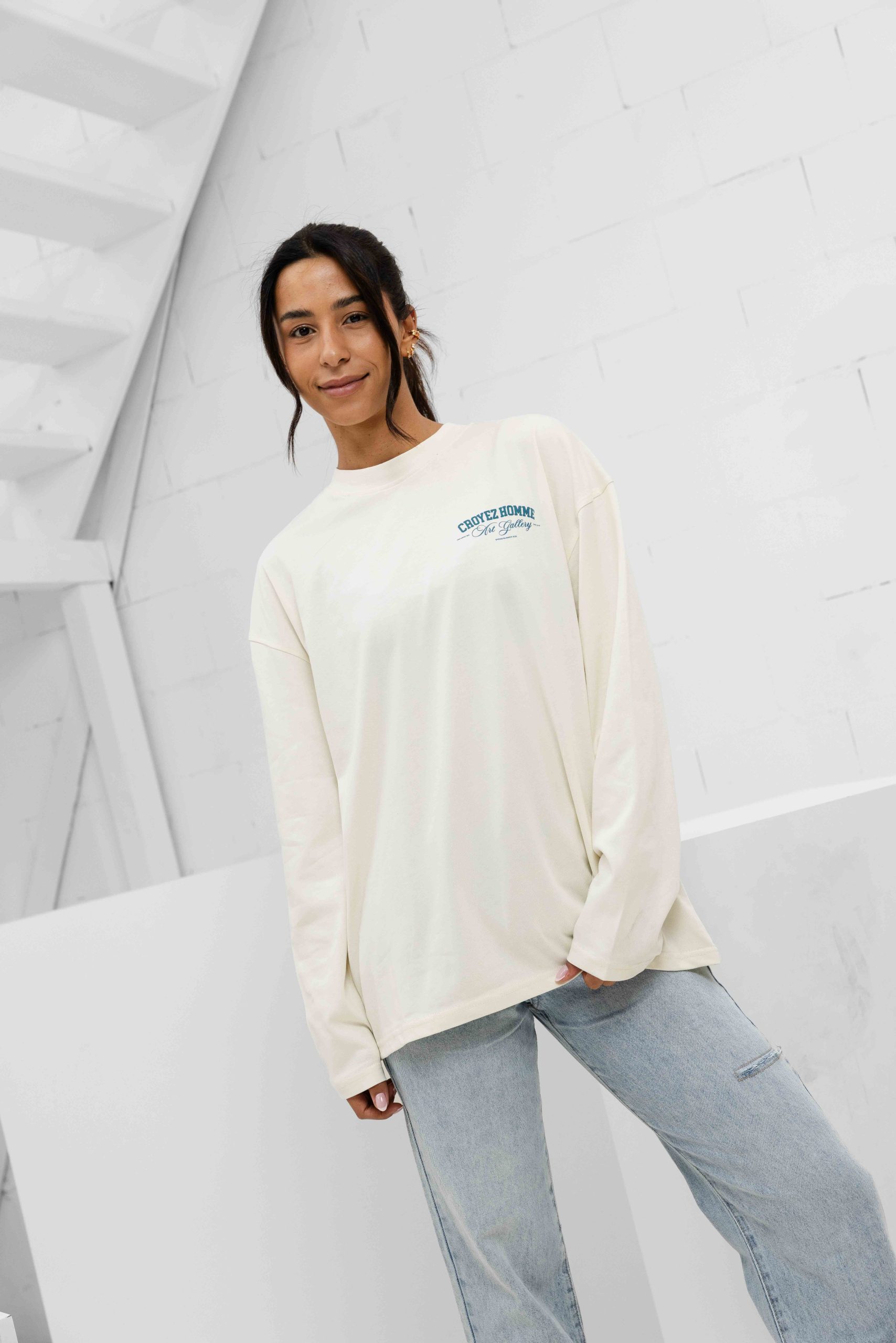 Croyez Art Gallery Longsleeve Dames Gebroken Wit