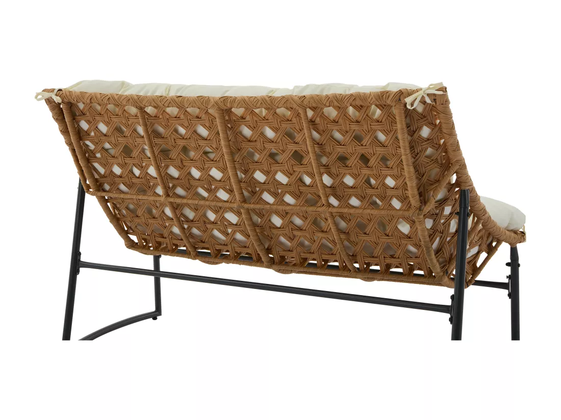 Salon de jardin en résine tressée : 1 canapé 2 places, 2 fauteuils et une table basse - Naturel clair - JONAH de MYLIA