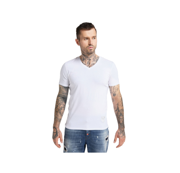 Carlo Colucci Basic T-Shirt V-Neck Heren Wit