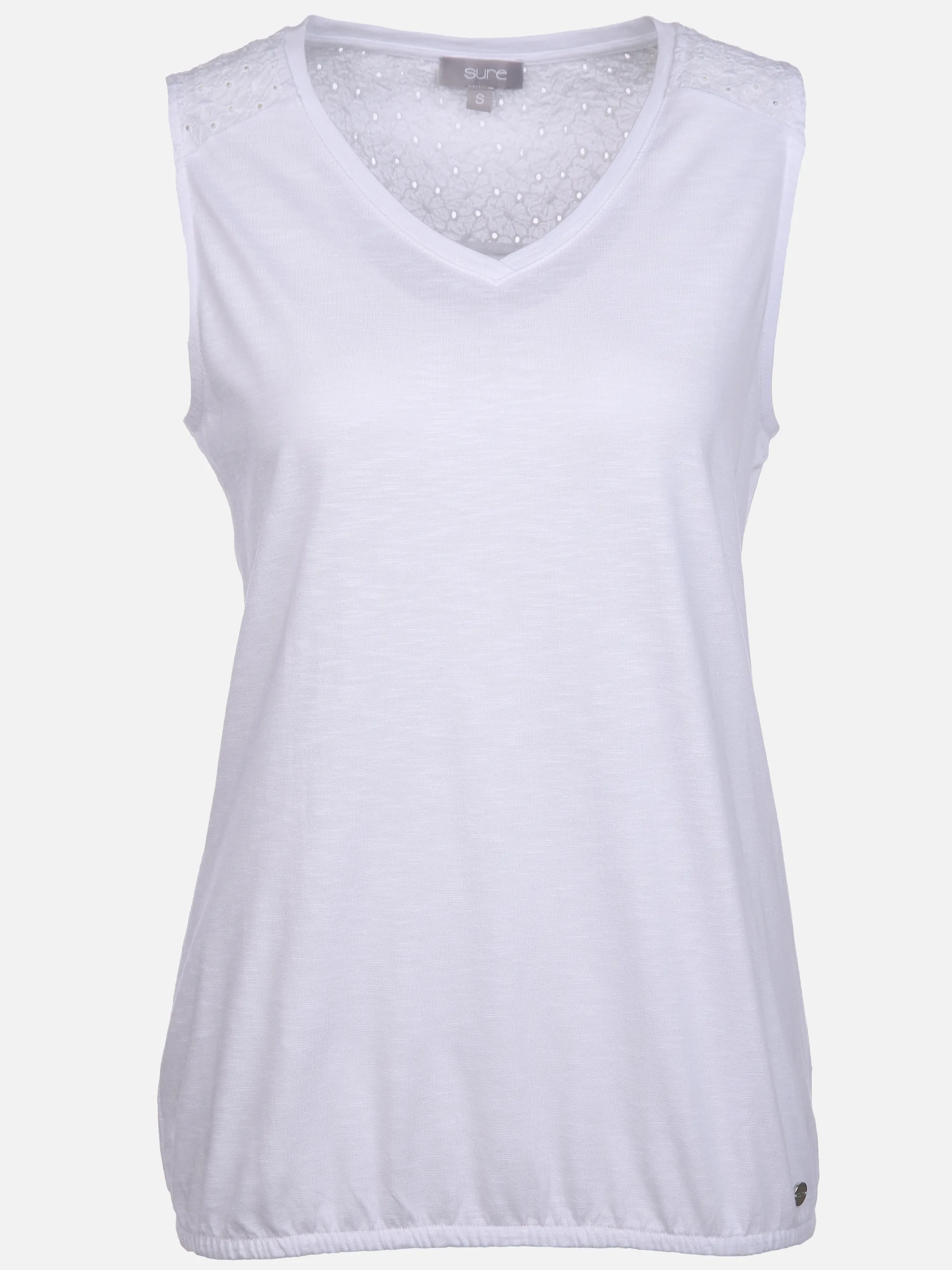 Damen Jerseytop mit Spitzenpasse