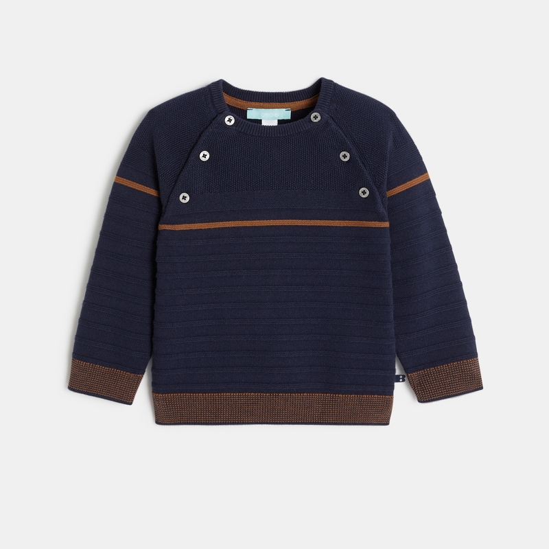 Pull rayé tricot fantaisie bleu bébé garçon