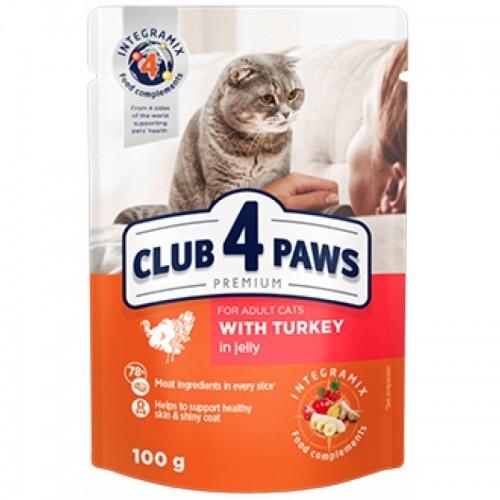 Ração úmida para gatos Club 4 Paws sabor peru em gelatina