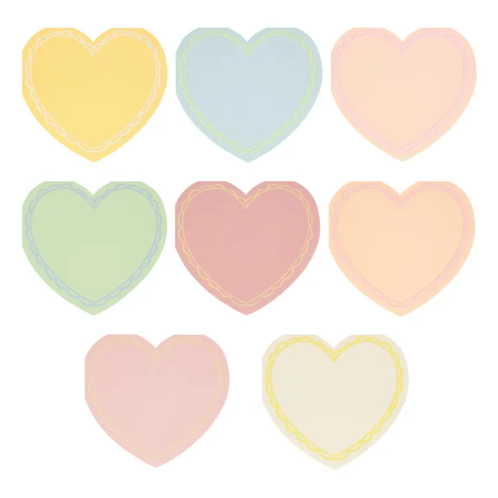 Meri Meri Grandes serviettes coeur pastel - Set de 16 | Pastel