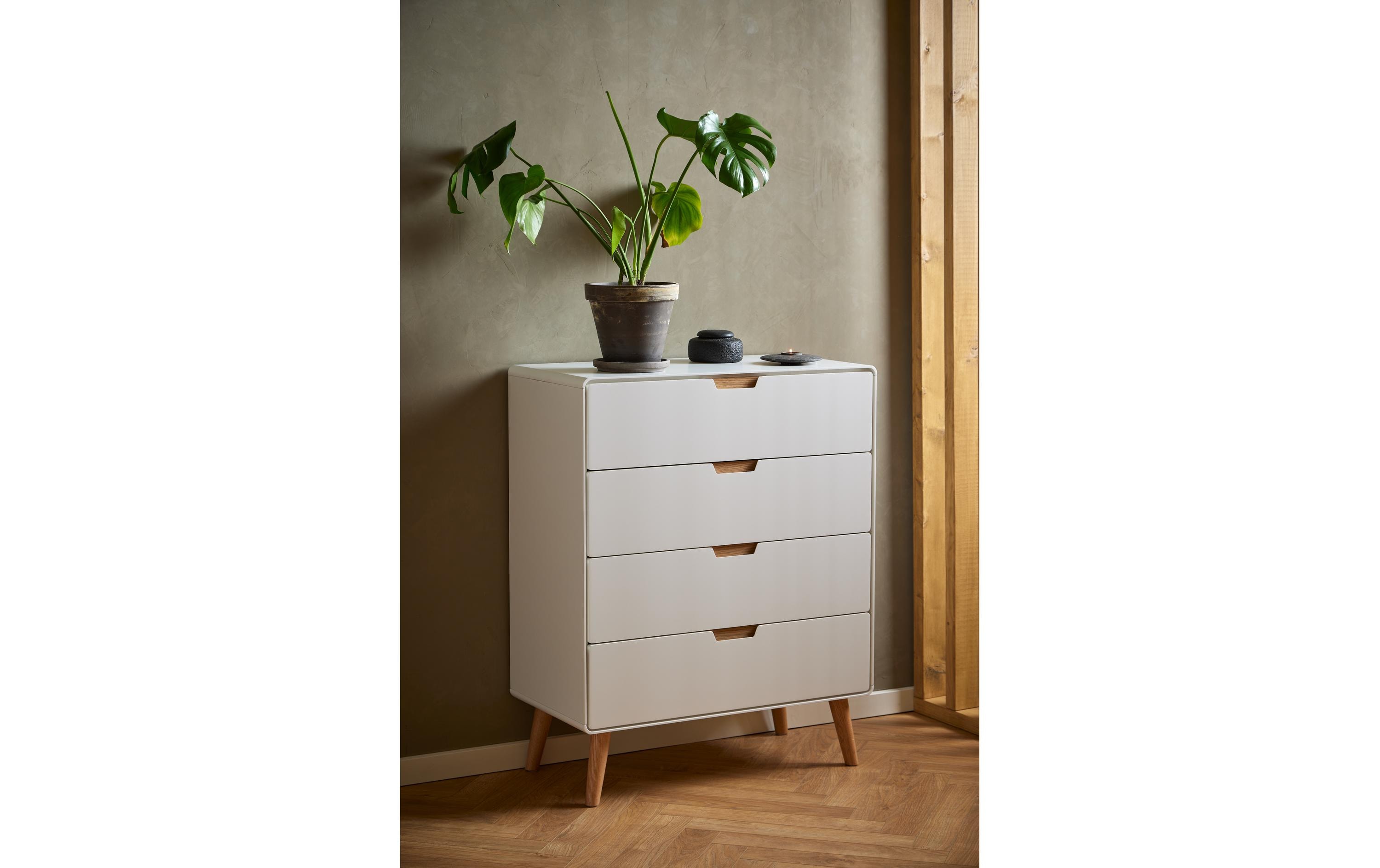 Kommode Lowell 80 x 100 cm, Weiss<br>Geräumige Kommode mit viel Stauraum
