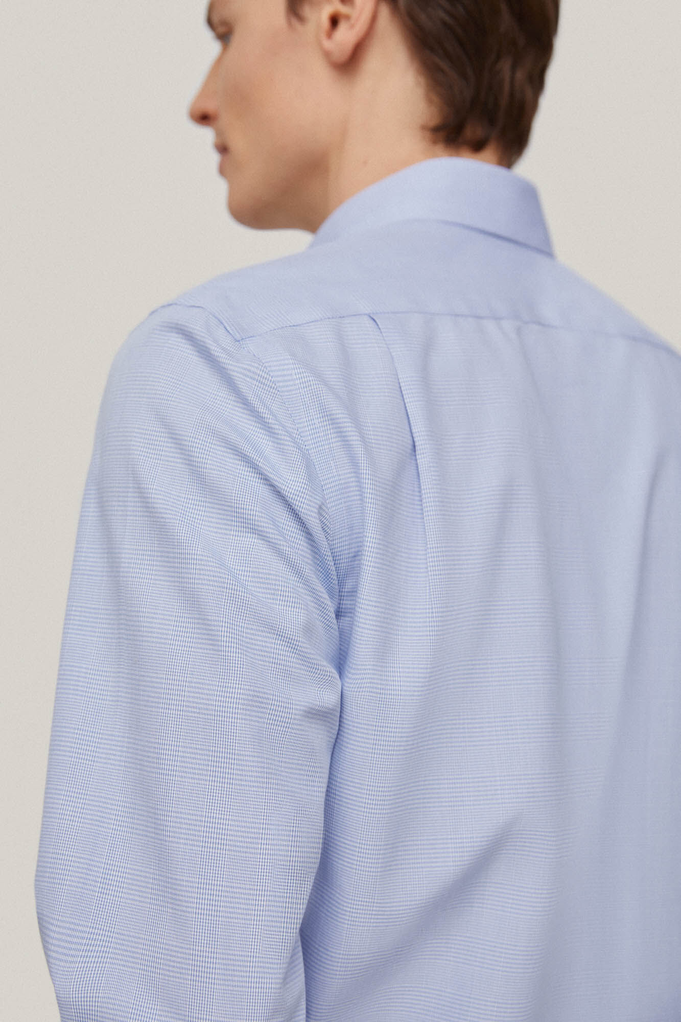 Camisa social, xadrez Príncipe de Gales, não precisa passar e é resistente a manchas - Azul