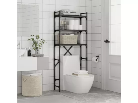 Étagère de lave-linge noir 67x25x163 cm bois d'ingénierie