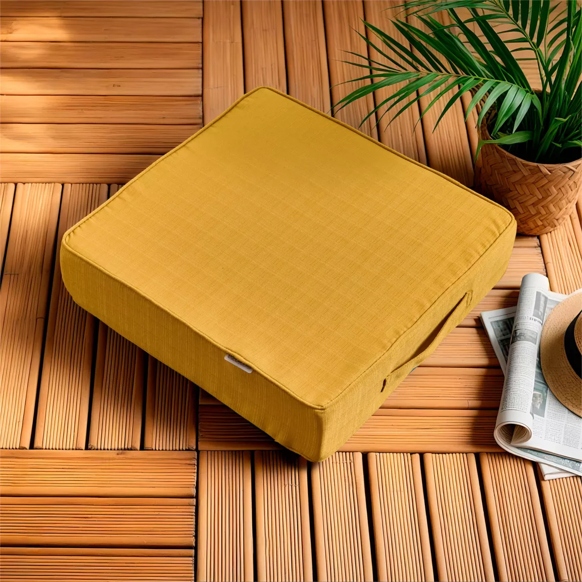 Coussin de sol extérieur déhoussable (45 x 45 cm) Sunset Jaune moutarde