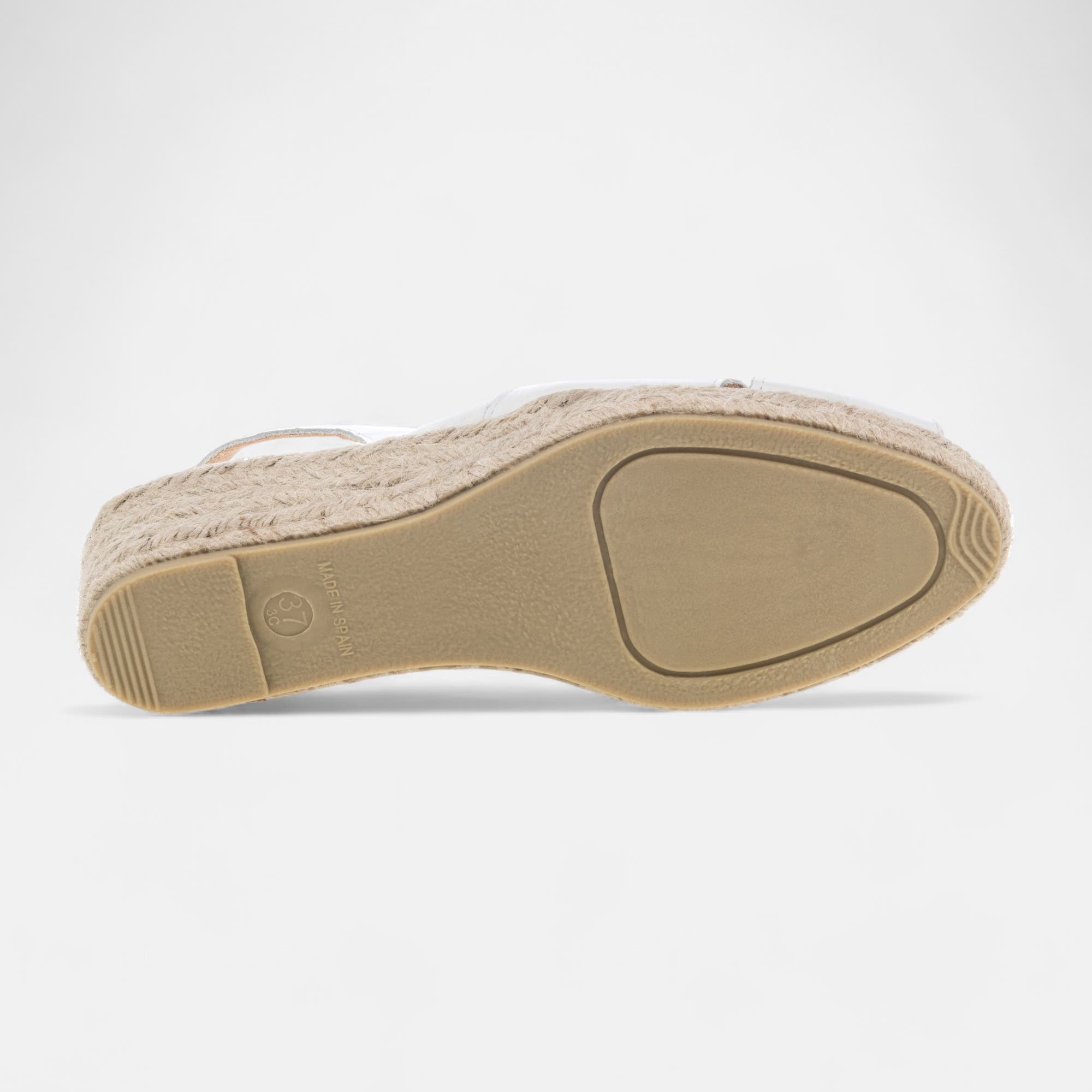 Espadrilles à talon compensé Femme en cuir blanc