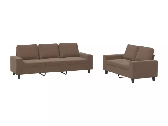 Ensemble de canapés 2 pièces marron tissu