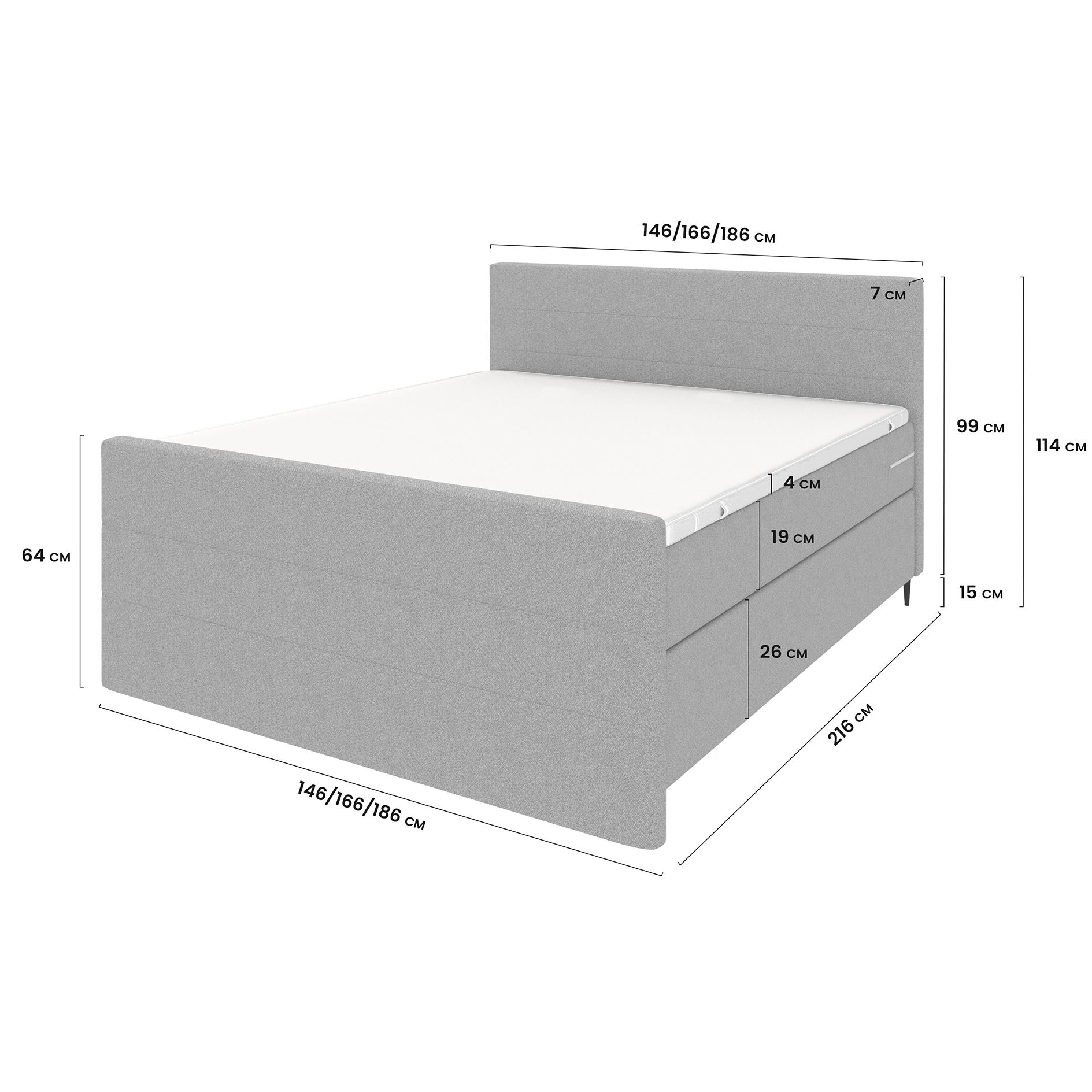 Boxspringbett - beige - inklusive Topper - 180x200 cm