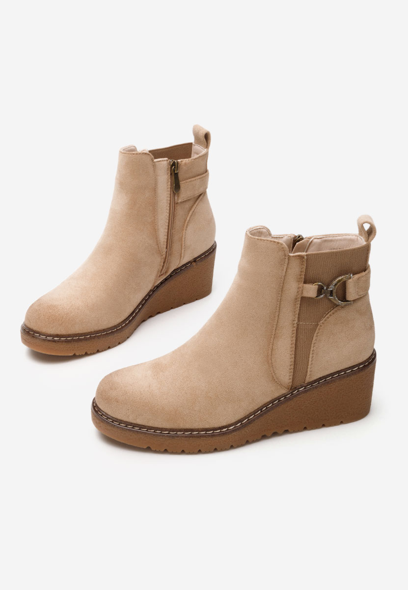 Bottines compensées beige Aderva