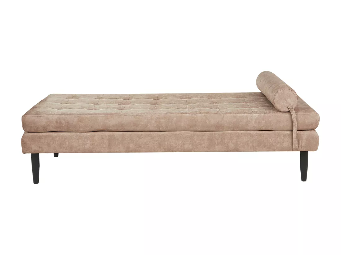 Chaise longue 180 x 70 cm en velours taupe USSEL