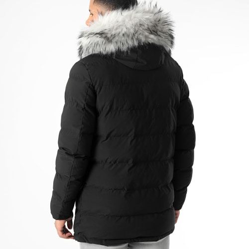 Doudoune Longue Explorer Avec Fourrure Grise 0037 Noir