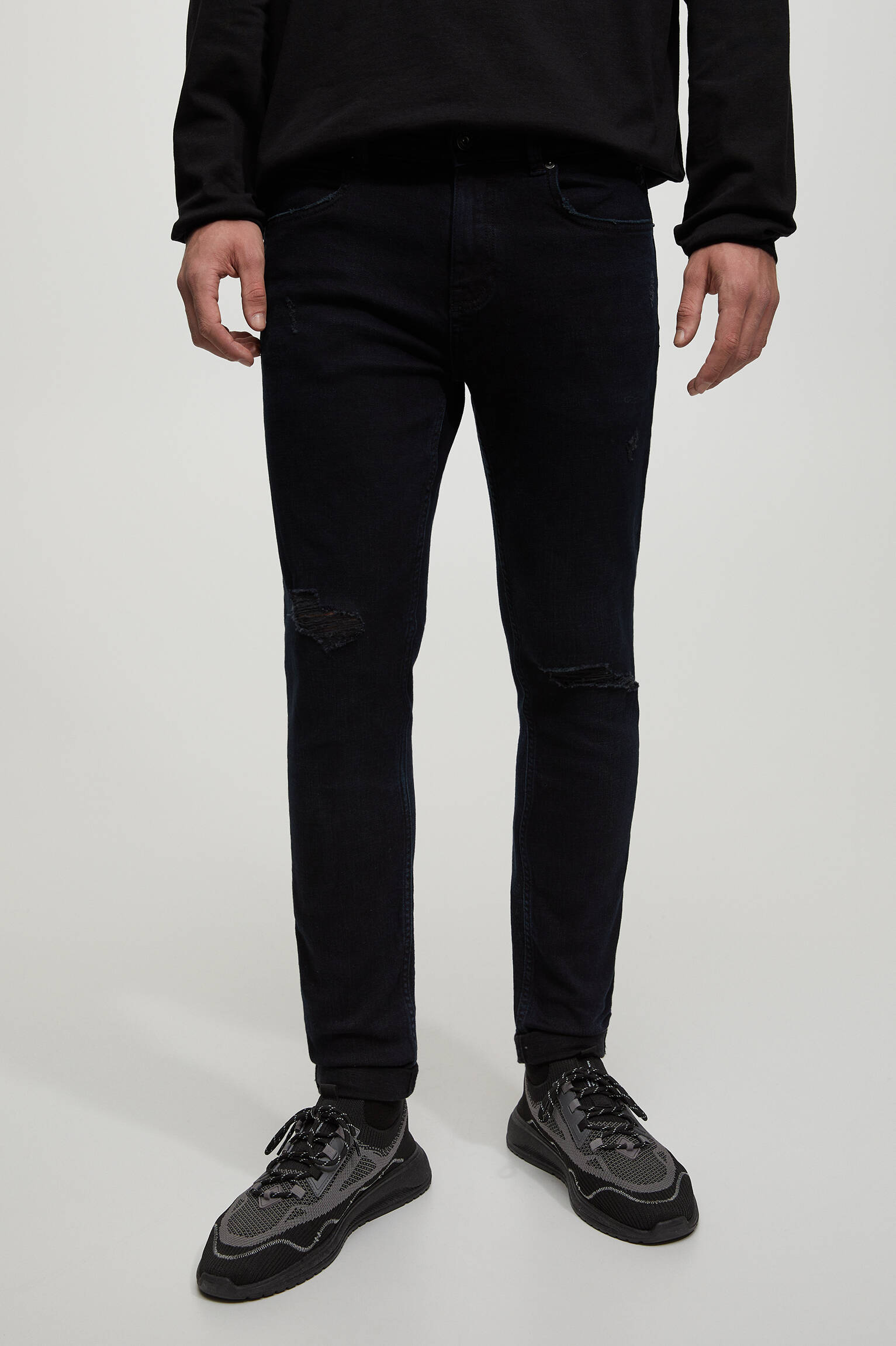 CALÇA JEANS SKINNY RASGADA - AZUL LAVANDA