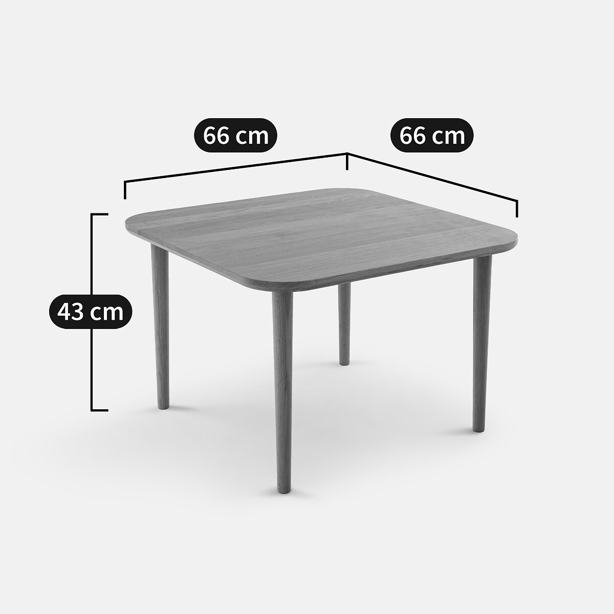 LA REDOUTE INTERIEURS<br>Mesa de centro quadrada em carvalho maciço, 66 cm de largura, Crueso