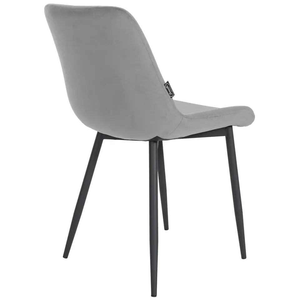 CLP Eetkamerstoel Victoria zwart Frame - Fluweel - grijs