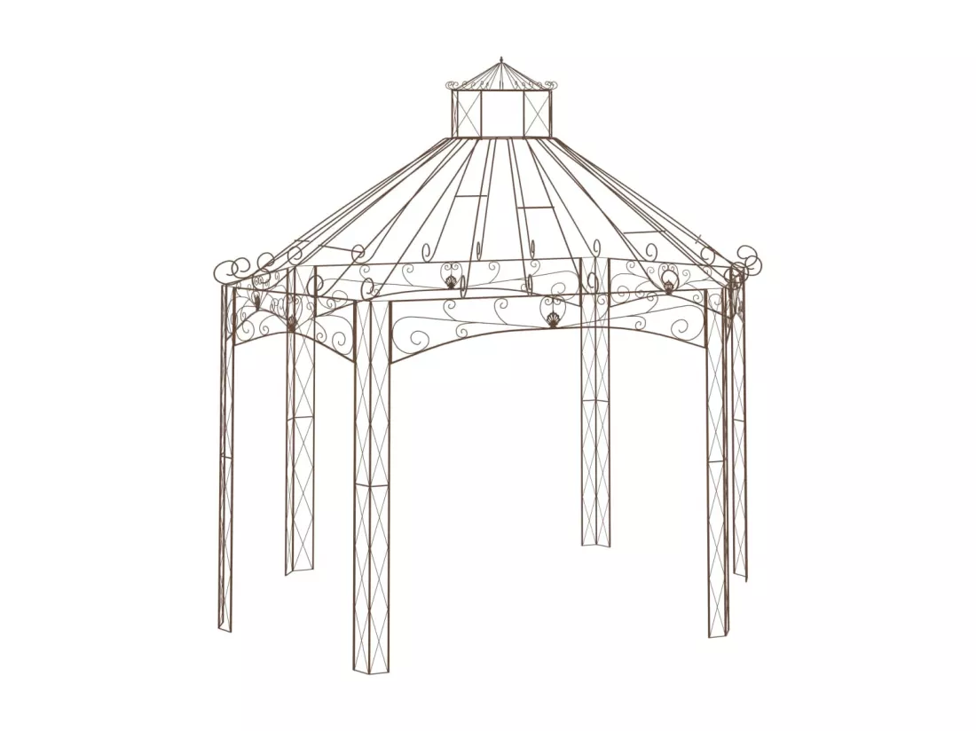Pavillon de jardin Marron antique 400x258x378 cm Fer