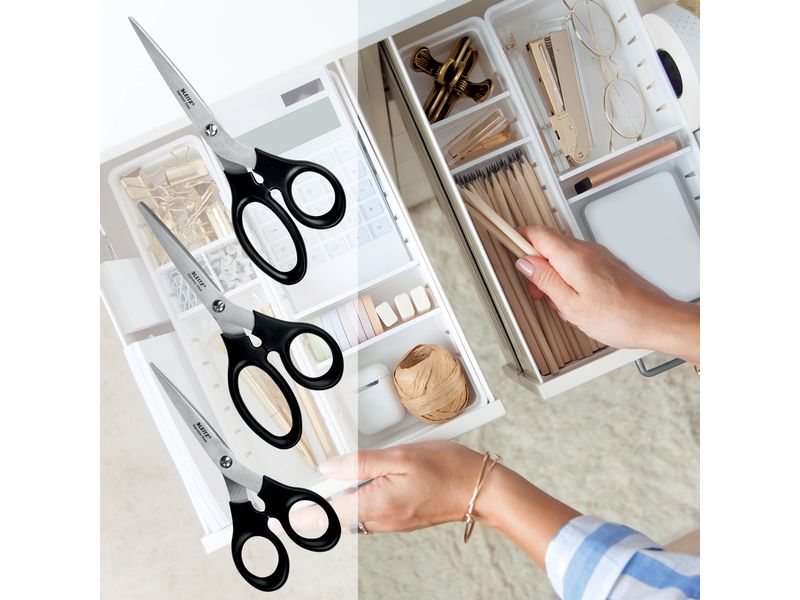 Leitz Schere 16.5, 18.5, 20 cm, Edelstahl Schere für Links- und Rechtshänder