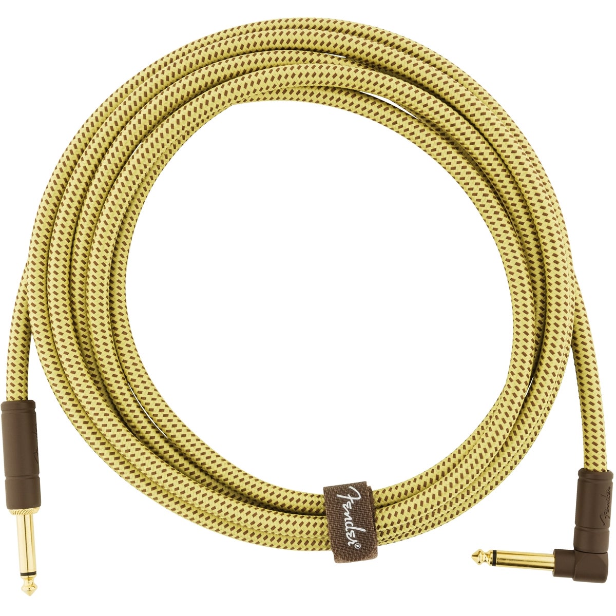 Fender Deluxe Cables instrumentkabel 3 m geel tweed recht+haaks