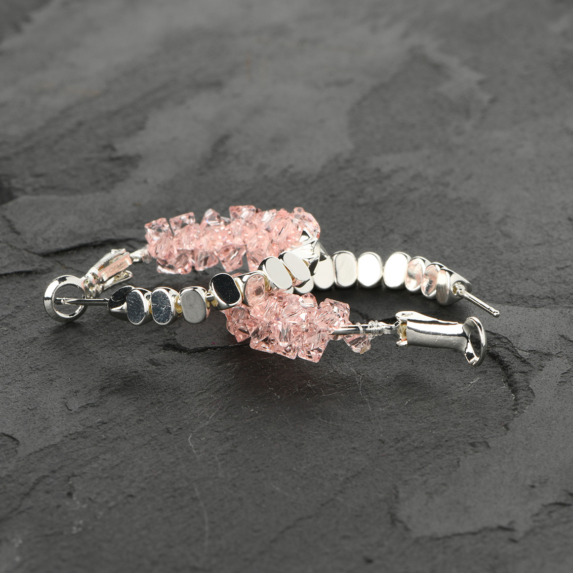 Damen Creolen mit Steinchen rosa