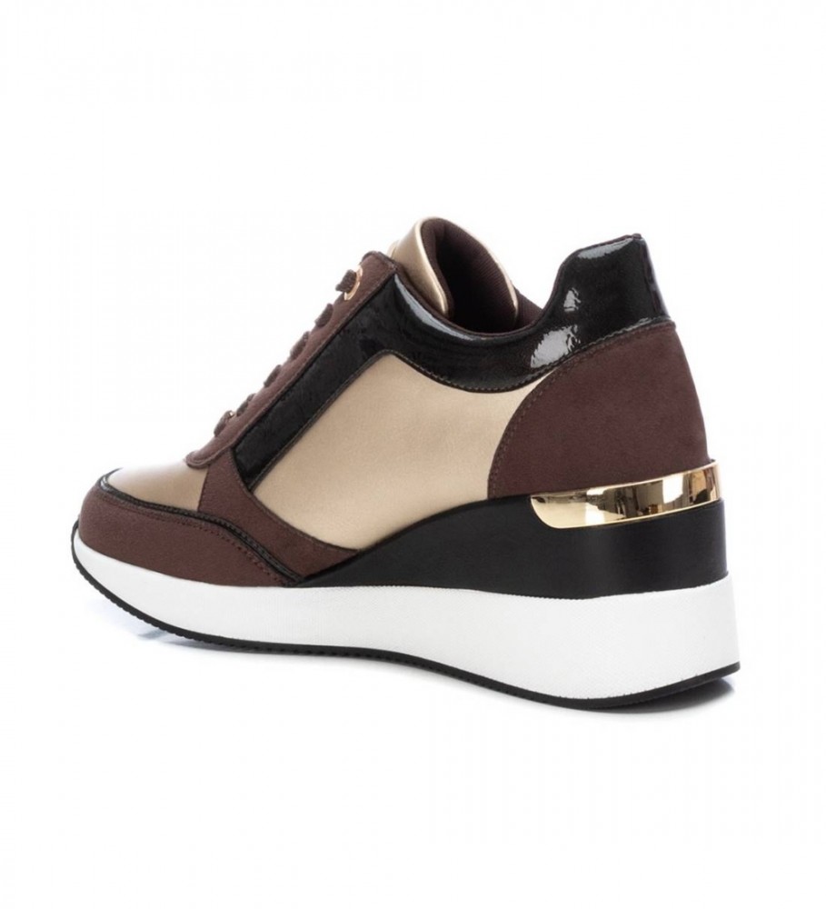 Tênis Xti 141990 Dourado - Salto Anabela de 6cm -