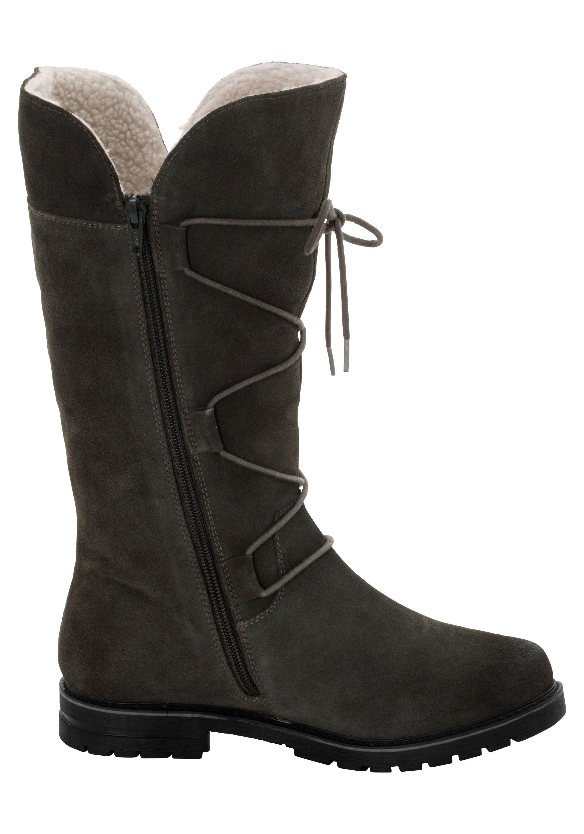 Weitschaftstiefel aus Leder mit Schnürung