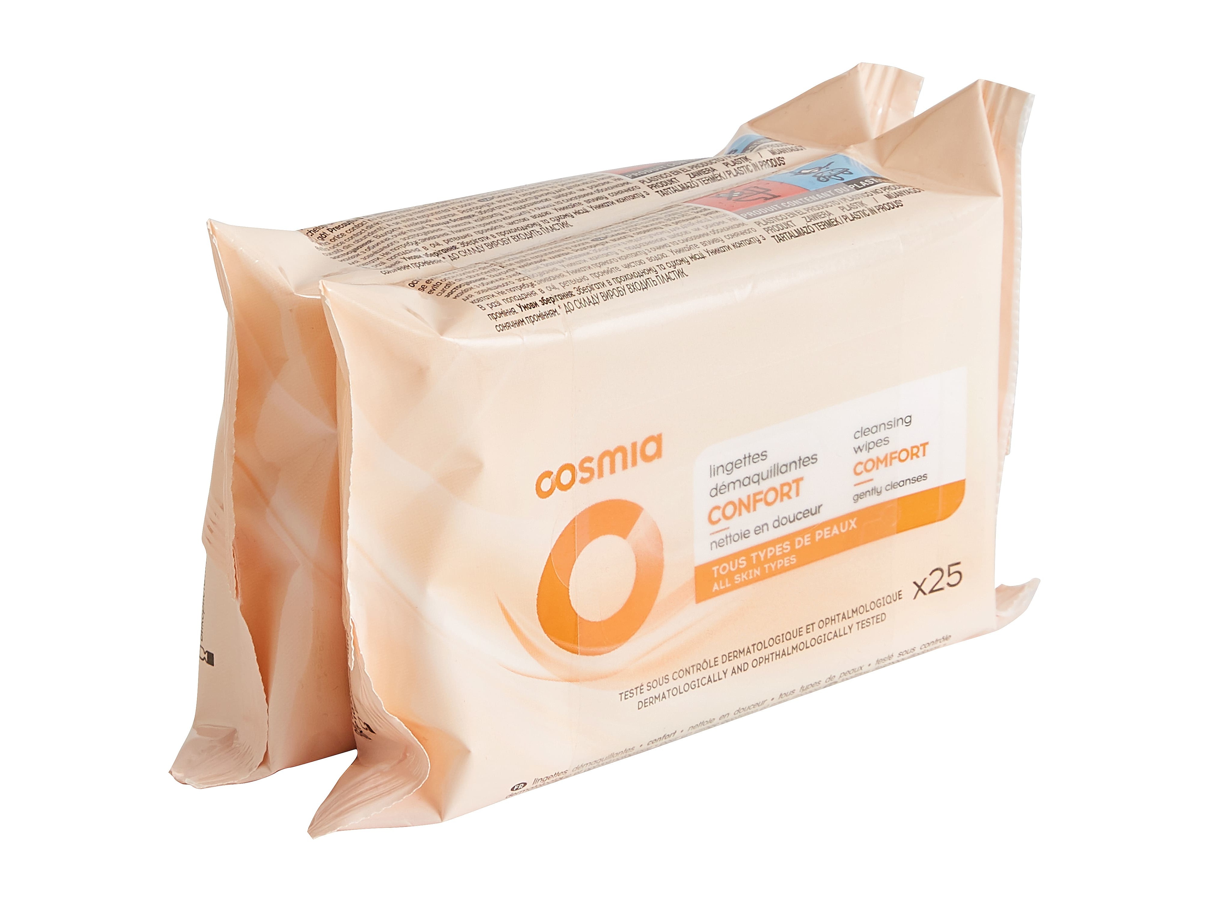 TOALHITAS COSMIA DESMAQUILHANTES CONFORT TODO TIPO DE PELE 2X25UN