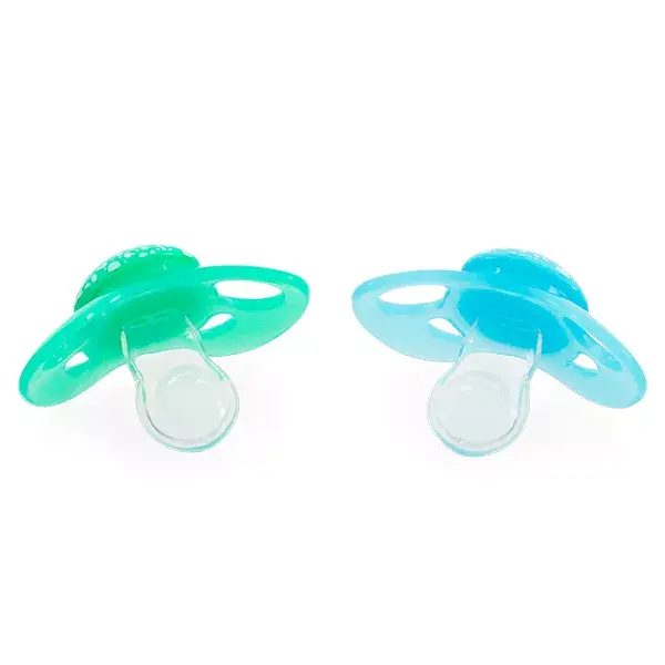 Chupeta ortodôntica Twistshake verde/azul +6 meses, pacote com 2 unidades.