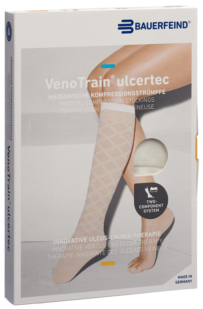 Bauerfeind VenoTrain Ulcertec Unterstrumpf Moderate AD<br>1 Stück, XL, normal/long geschlossene Fussspitze weiss