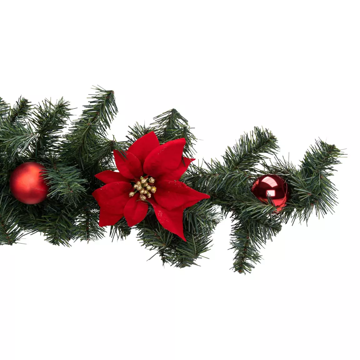 Guirlande de sapin (200 cm) Poinsettia luxe Rouge
