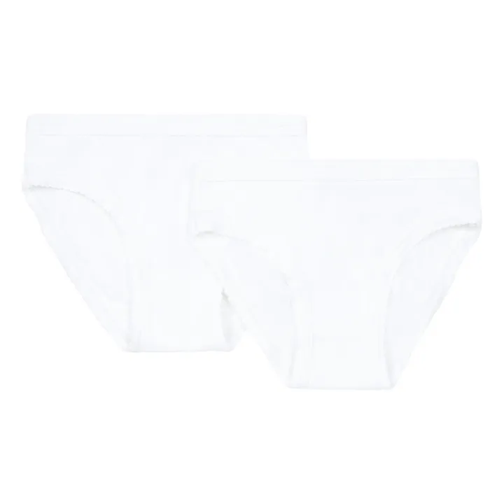 Petit Bateau Lot de 2 Culottes Coton Bio | Blanc cassé