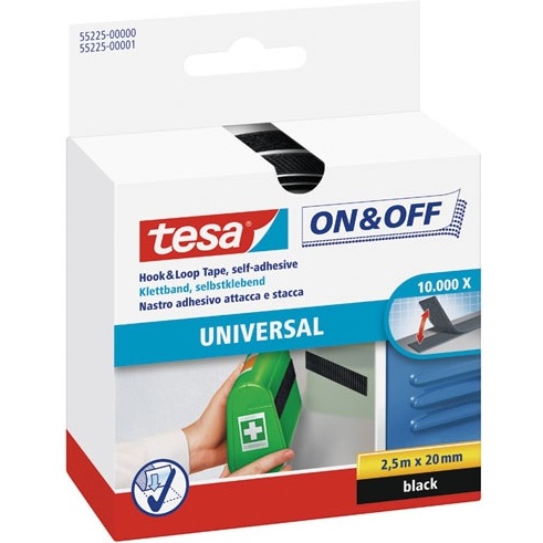 Bande ON&OFF auto agrippante velcro noir 2,5mx20mm