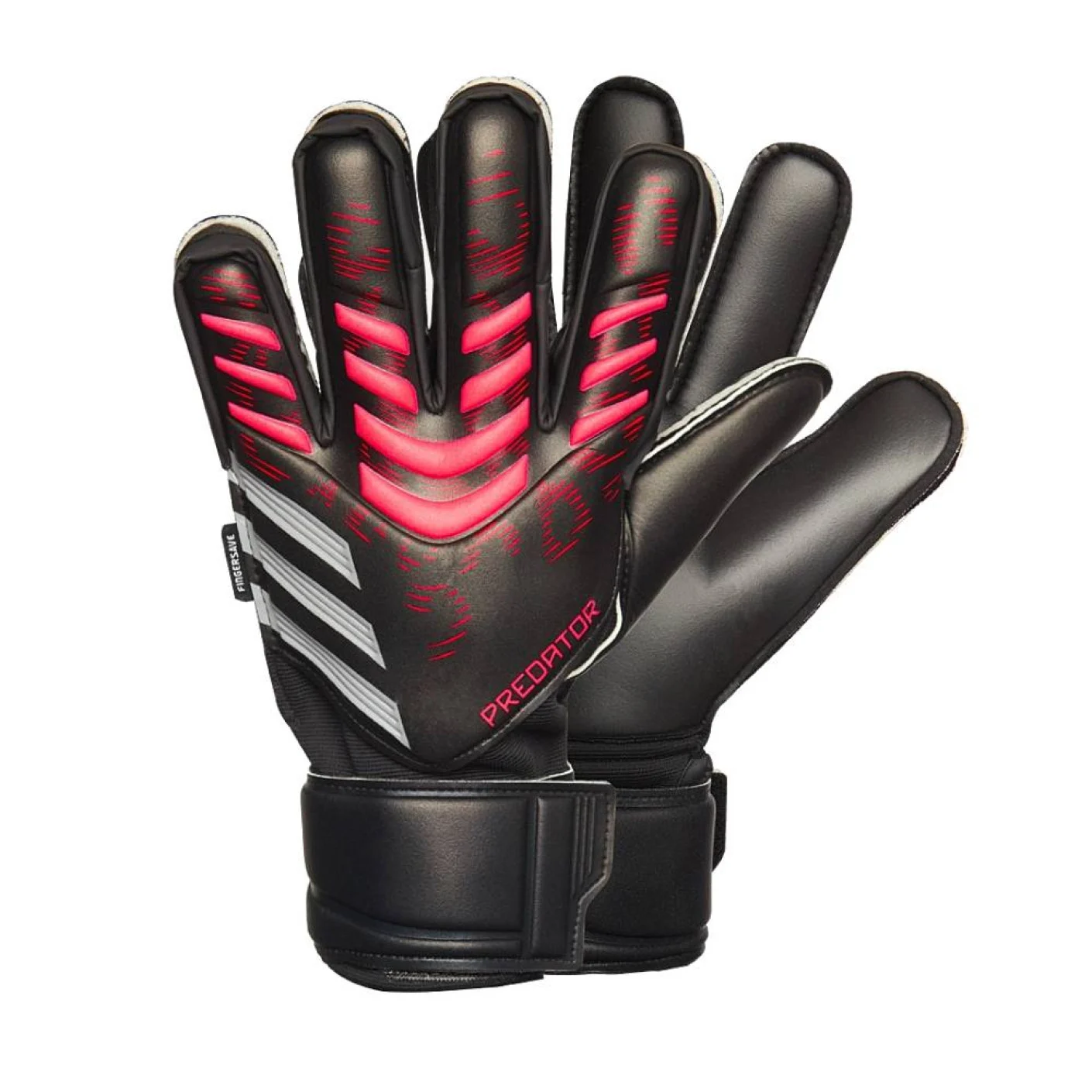 Adidas Predator Match Fingersave Keepershandschoenen Kids Zwart Rood Grijs