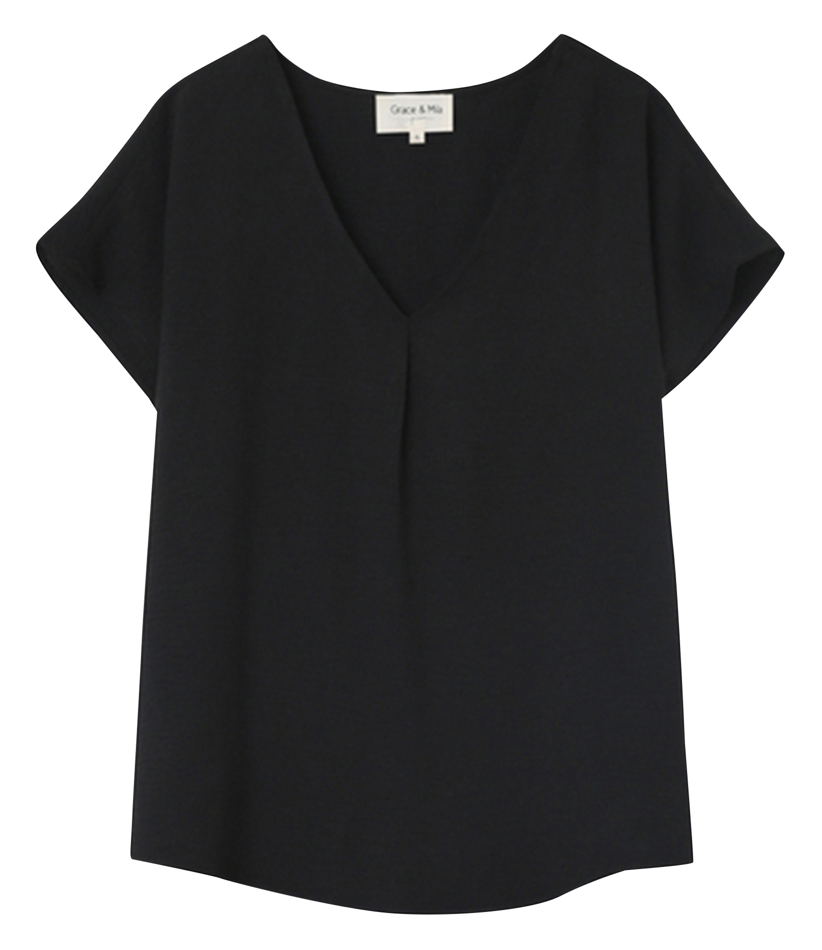 NICELY - Top ample col V à plis | Noir