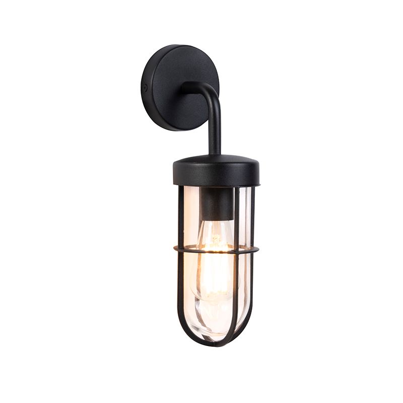 Landelijke buitenwandlamp zwart met glas - Elza