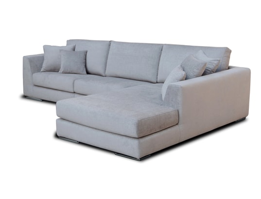 CITY - Canapé tissu Monaco méridienne droite tissu gris clair