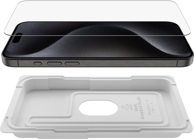 Belkin - ScreenForce UltraGlass 2 - Screenprotector - Transparant - Hardheid 9H, Antimicrobieel, Bevestigingsframe