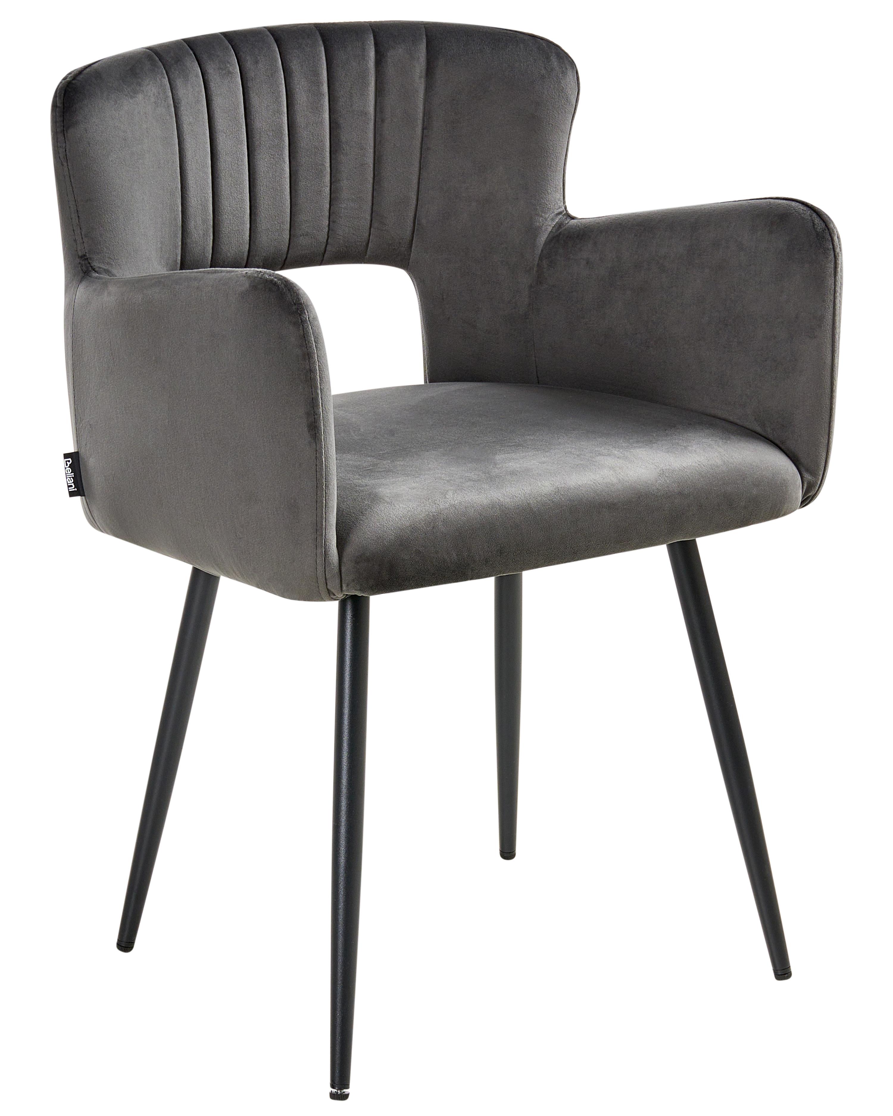 Set van 2 eetkamerstoelen SANILAC Fluweel Donkergrijs