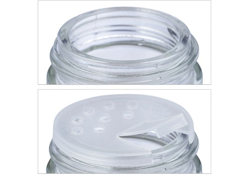 relaxdays Gewürzstreuer 24 Stück, Silber/Transparent Gewürzdosen Set für Gewürzregal und Schublade