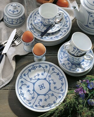 KAHLA Untertasse TRADITION Blau Saks 6er Set weiß/blau