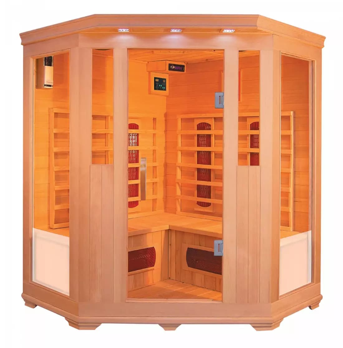 PureHaven Infrarotkabine 150x150x60x120x60 cm aus Hemlock Holz - versch. Ausführungen