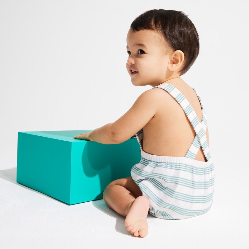Barboteuse rayée vert bébé garçon Vert