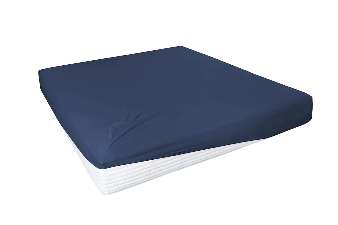 Vario Spannbetttuch Stretch Elasthan-Feinjersey 180-200 x 200-220 cm marine