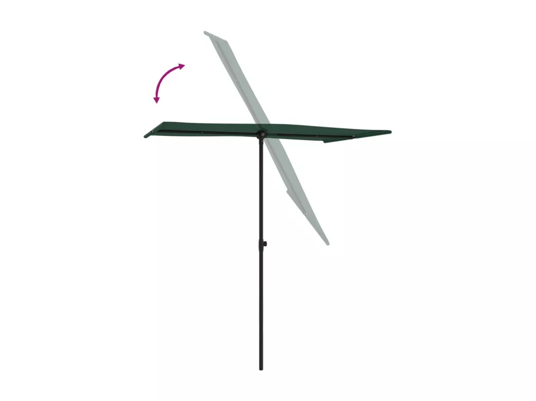 Parasol d'extérieur avec mât en aluminium 180x110 cm Vert