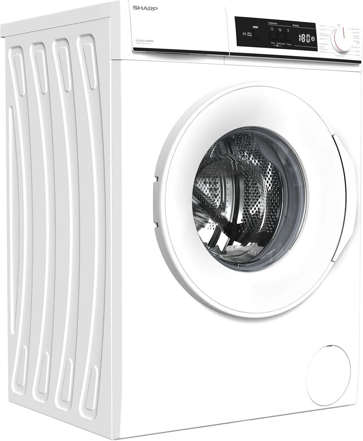 Sharp ES-NFA714WWNA-DE Waschmaschine Frontlader/A / 7 kg / 1400 U/min/Inverter Motor / 15 Programme inkl. 12 min Kurzprogramm/AquaStop/Weiß