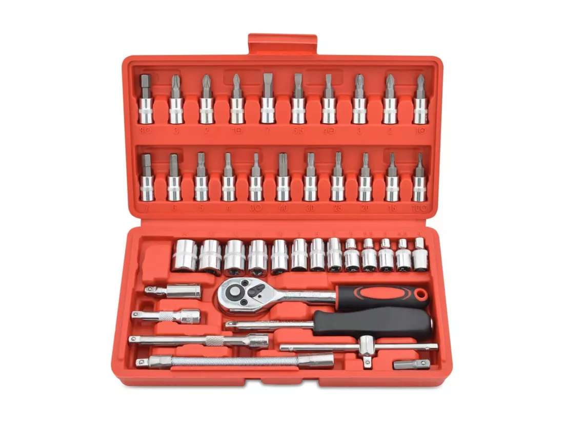 46pcs douilles d'entraînement métriques, avec boîte à outils, pour réparation automatique