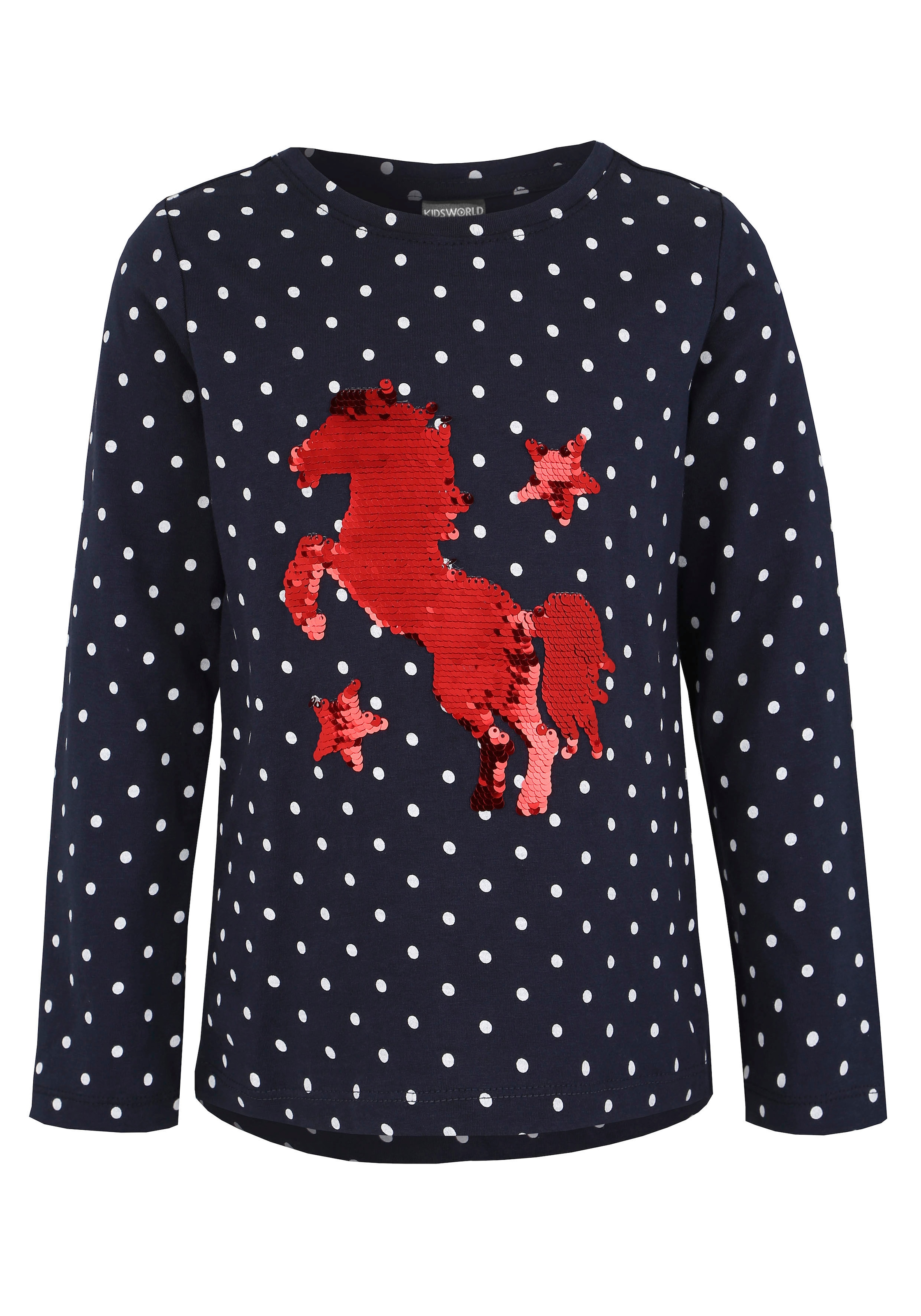 KIDSWORLD Langarmshirt »für kleine Mädchen«, Langarm,  Basic-Passform,  bedruckt,  Rundhalsausschnitt